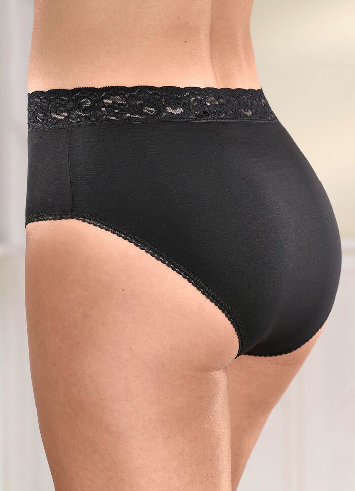 Viererpack Slips mit elastischem Spitzenbund 