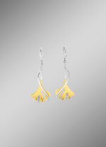 Ohrringe Ginkgoblatt in Bicolor mit synth. Zirkonia 