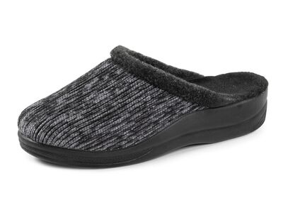 Laurina Pantoffel aus changierendem Cord-Material mit Filzbesatz 