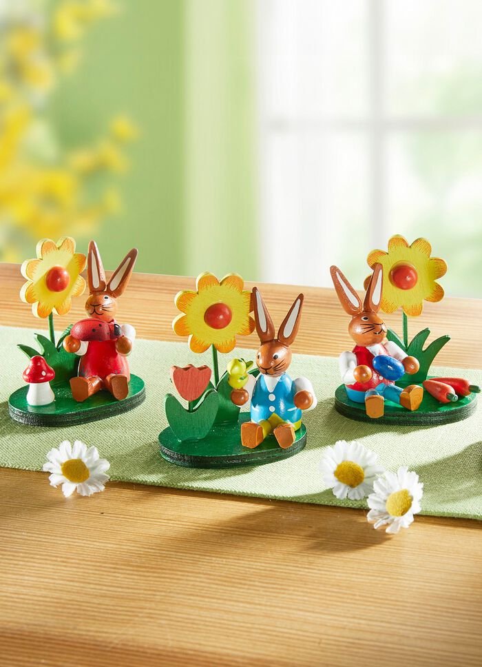 Hasen aus Holz, 4er-Set 