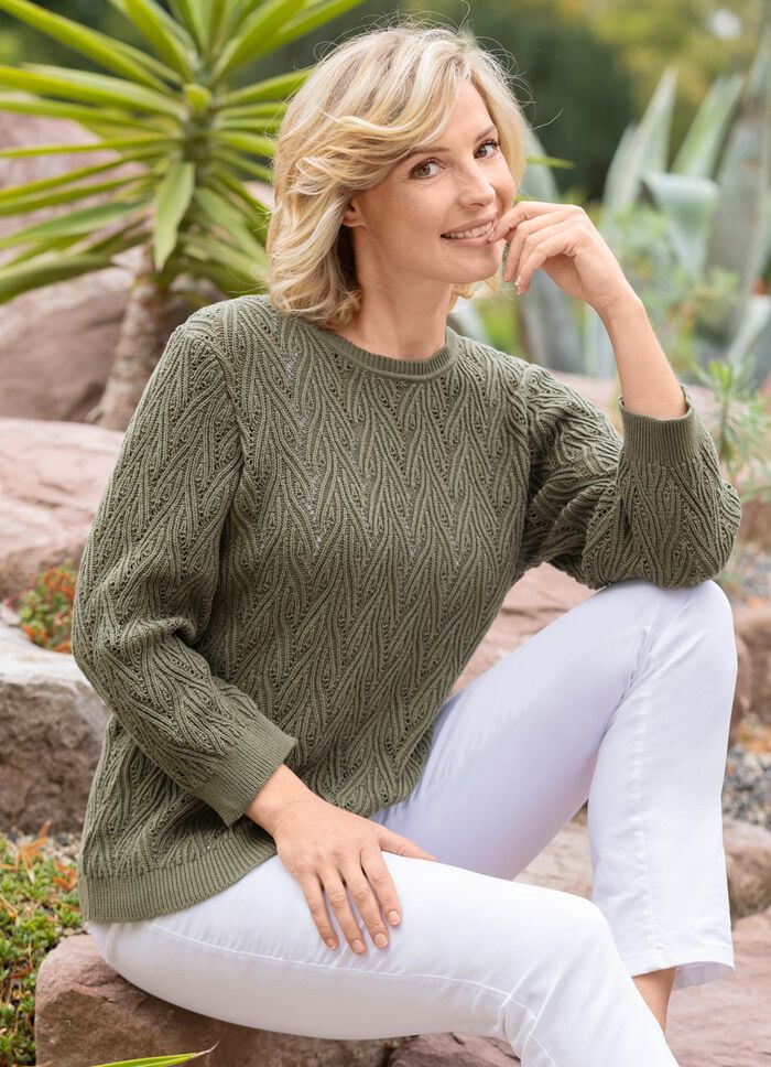Pullover mit raffinierter Struktur mit Ajourakzenten 