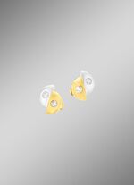 Satinierte Ohrstecker in Bicolor mit 4 Brillanten 