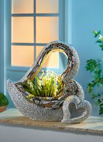 Solar-Pflanzschale Doppelherz mit LED-Beleuchtung 