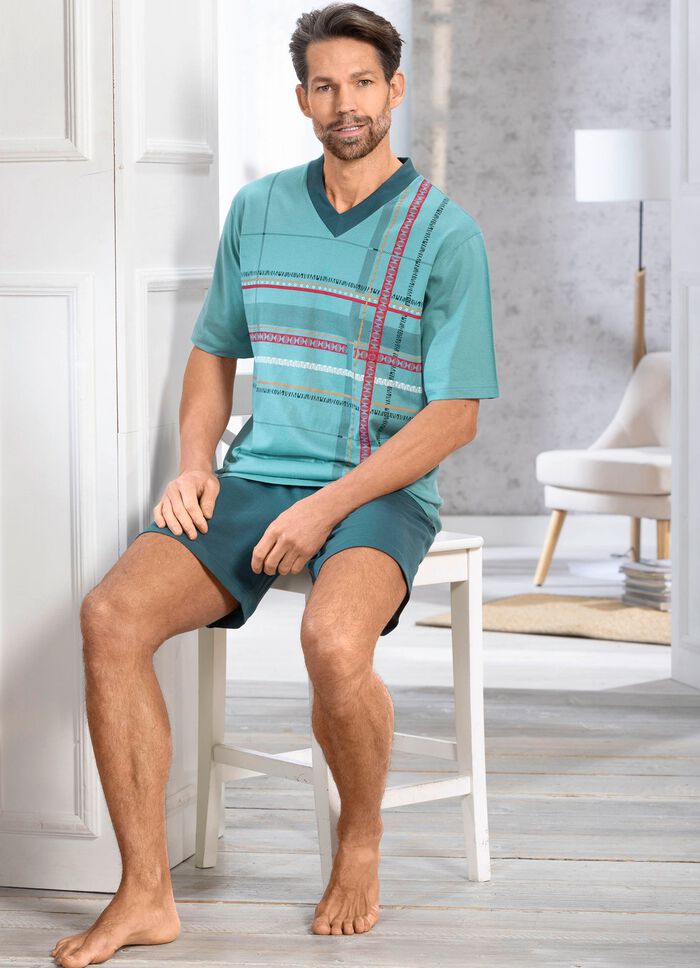 Shorty mit V-Ausschnitt und Druckmotiv 