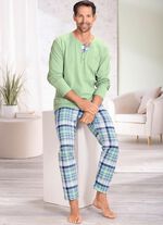 Schlafanzug mit Knopfleiste und offenen Abschl&uuml;ssen 