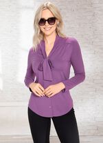 Shirtbluse mit durchgehender Knopfleiste in 2 Farben 