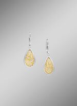 Tropfenf&ouml;rmige Ohrringe mit kunstvollem Bicolor-Design 